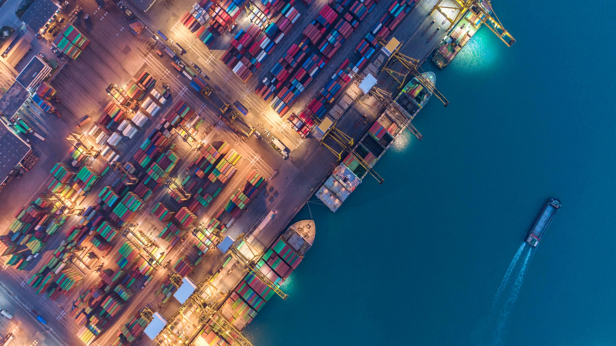 Container ship in export and import business and logistics. Ship Global Manufacturing