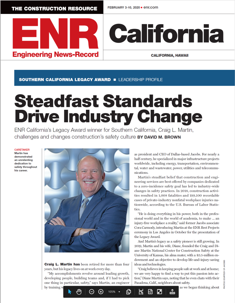 Craig Martin honored for Safety Leadership